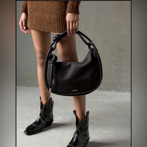 Ganni Handbags - GANNI medium black baguette knot bag